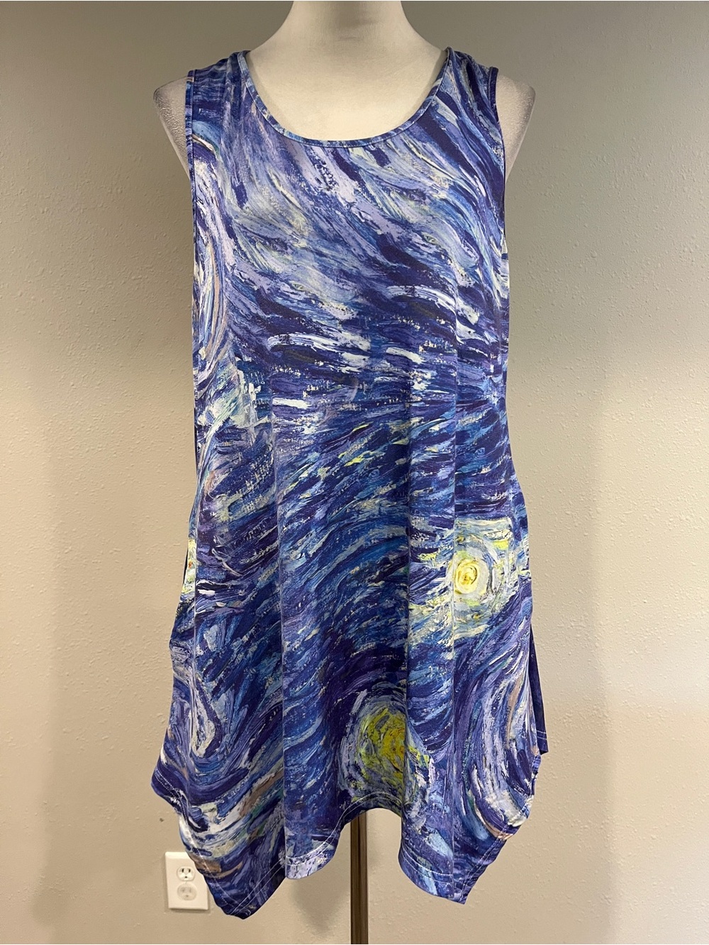 Firmiana Starry Night Blue Swirl Sleeveless Tunic size XL